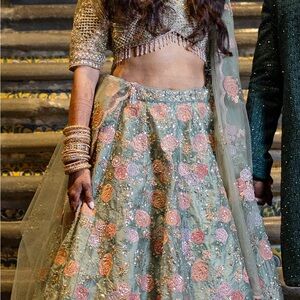 Elegant Floral Embroidered Indian Lehenga Set